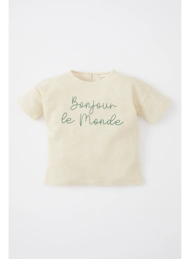 Babygirl Regular Fit Bike Neck Knitted Short Sleeve T-Shirt