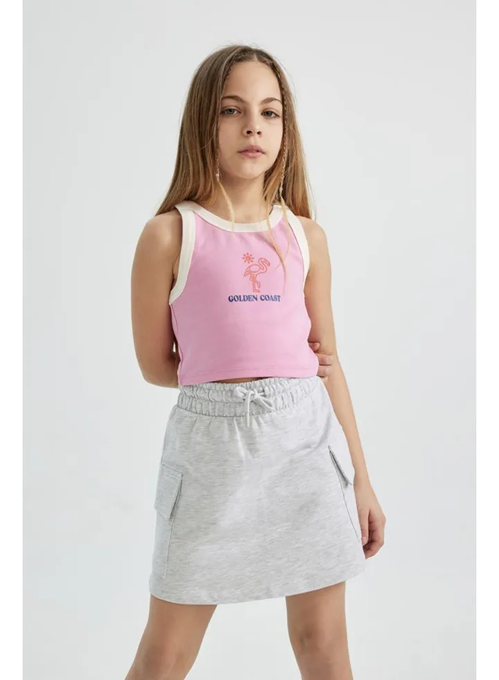 Girl Slim Fit Sleeveless Knitted Top