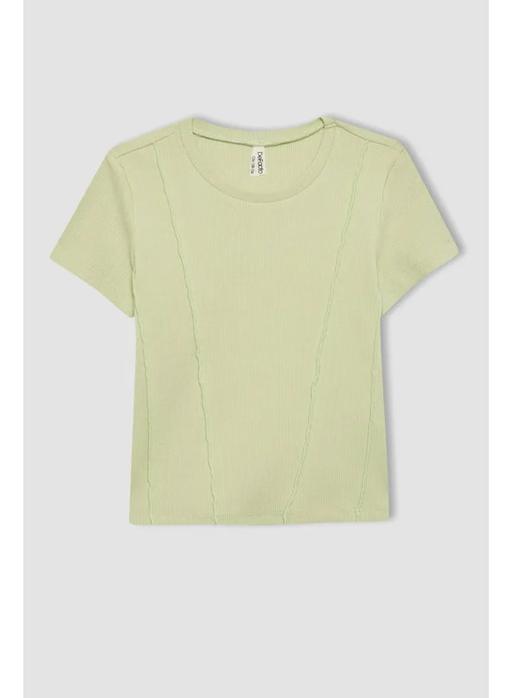Girl Slim Fit Knitted Short Sleeve Body