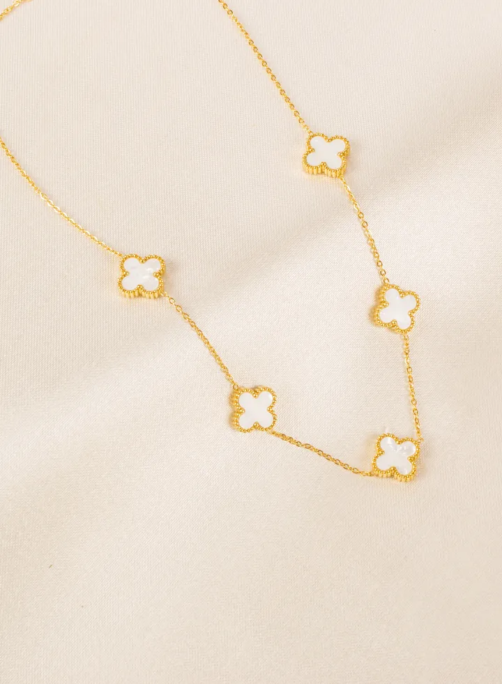 White Clover Leaf Stainless Steel Necklace