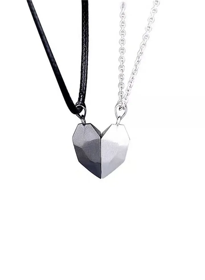 2 Pcs Magnetic Couple Necklace Heart Shaped