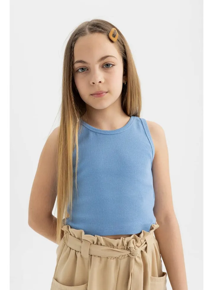 Girl Slim Fit Sleeveless Knitted Top