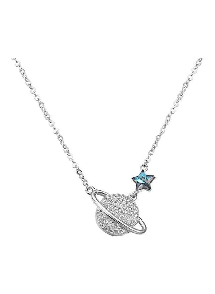 S925 Sterling Silver Crystal Studded Pendant Necklace