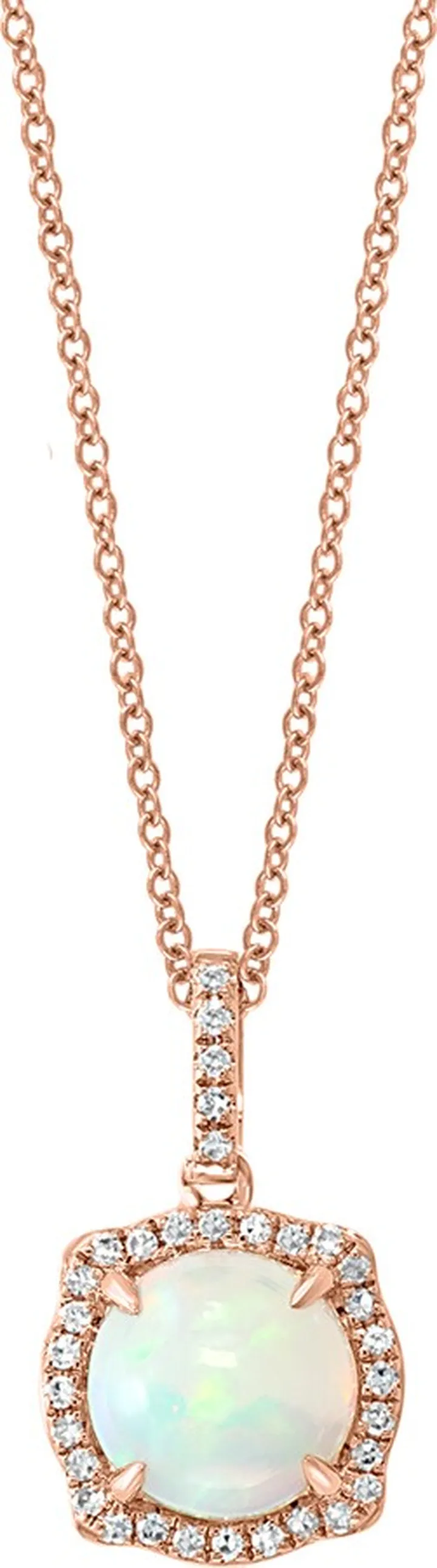 14K Rose Gold Opal & Diamond Pendant Necklace