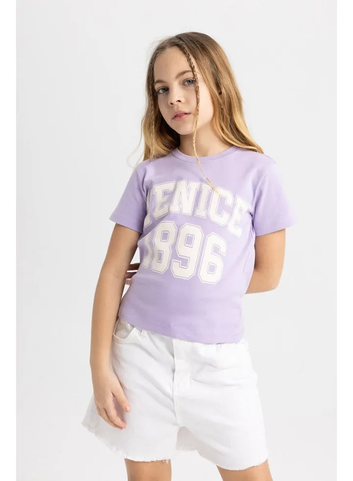 Girl Slim Fit Knitted Short Sleeve Body