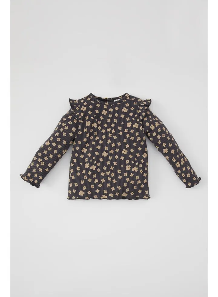Babygirl Regular Fit Bike Neck Knitted Long Sleeve T-Shirt