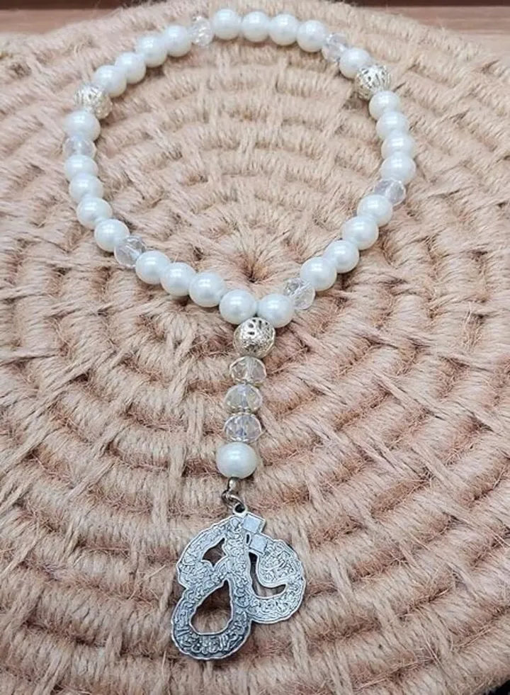 33 Beads Rosary Beads Handmade Faux Pearl Crystal Dividers