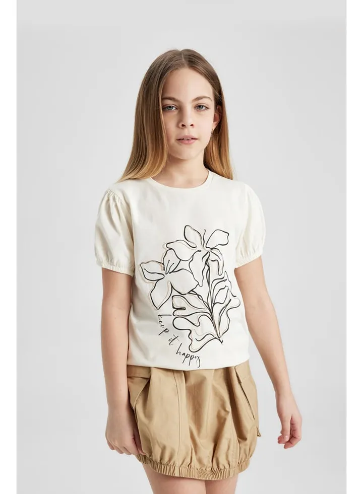 Girl Regular Fit Knitted Short Sleeve Body