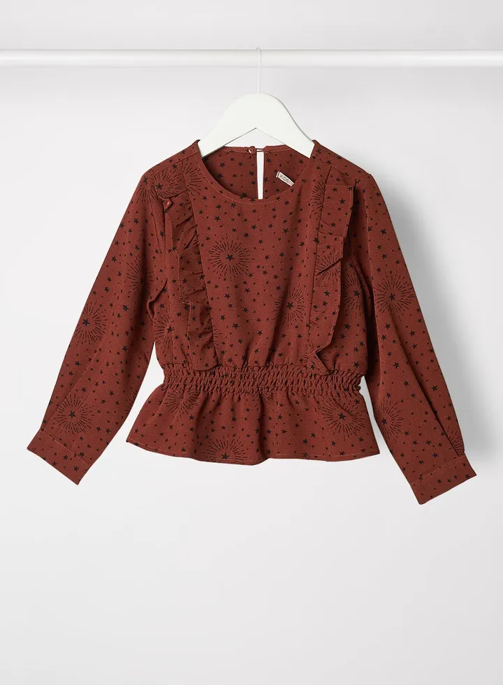 Kids/Teen All-Over Print Top Brown