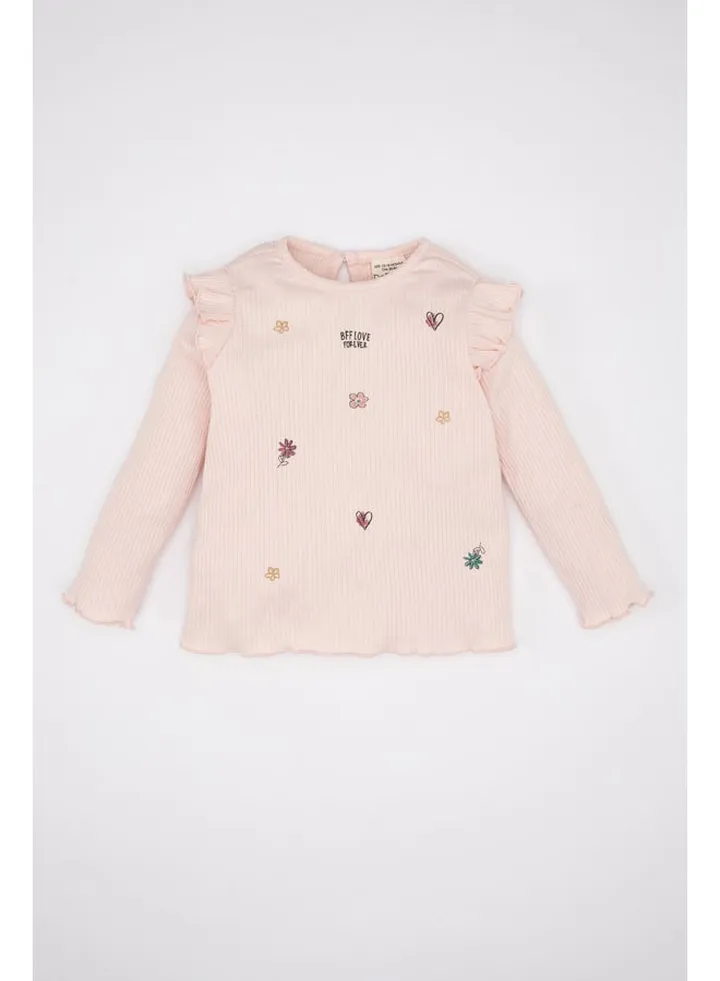 Babygirl Regular Fit Bike Neck Knitted Long Sleeve T-Shirt