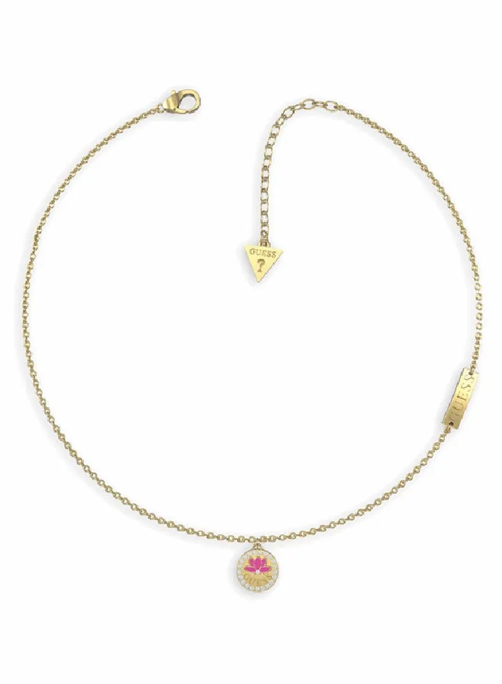 Fuchsia Lotus Coin Necklace