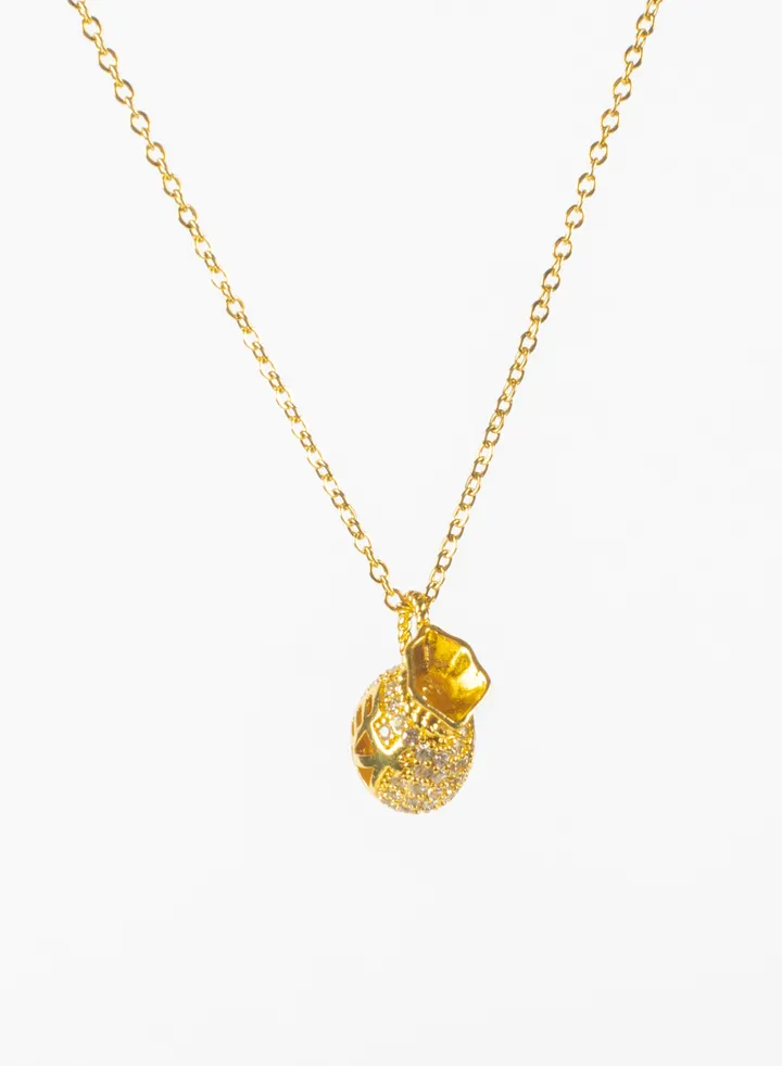 Platinum Golden Necklace with a Golden Zirconic Pendant