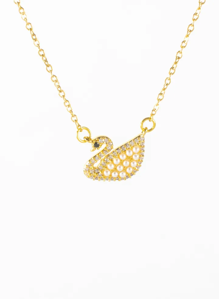 Stainless Steel Necklace with Zirconic Flamingo Pendant