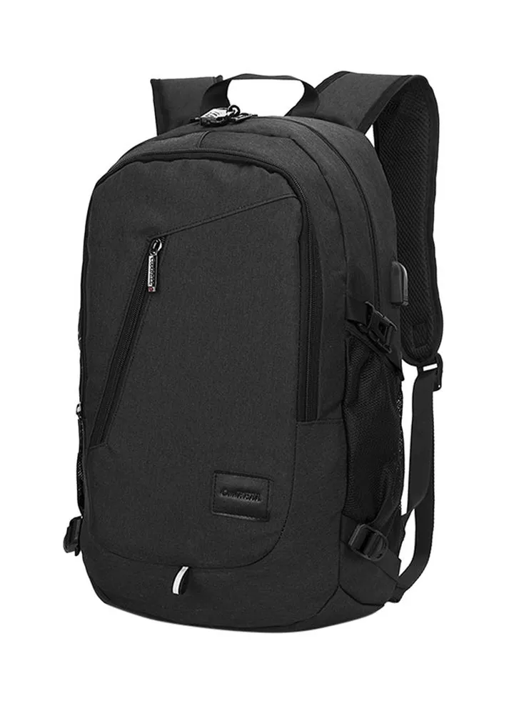 Multi-Compartment Laptop Bag With USB Port Black