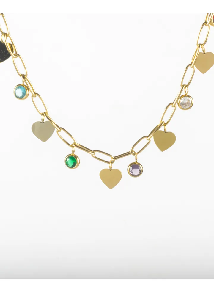 Colorful Zirconic Stainless Steel Pendants Necklace