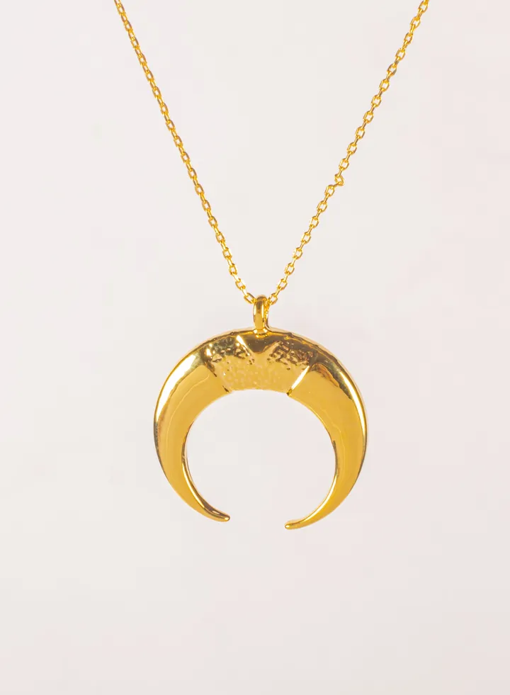 Platinum Golden Necklace with a Golden Cresent Pendant