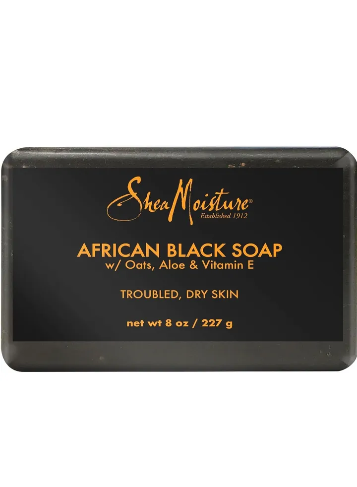 SheaMoisture African Black Soap Bar Shea Butter, 1-Pack Moisturizing Bar, 8 oz, White