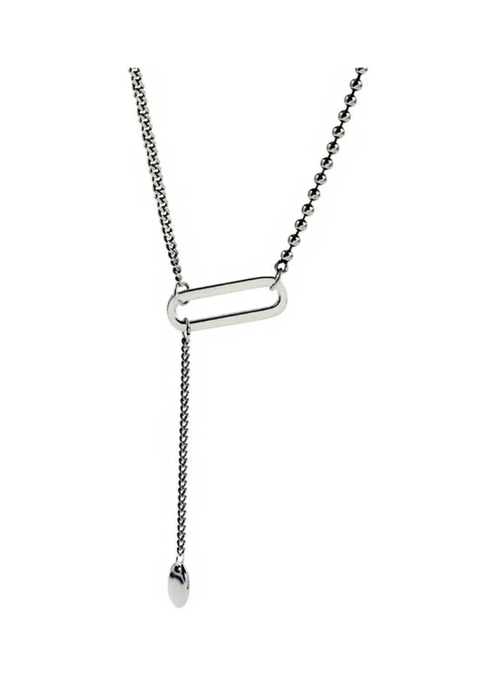 Rhodium Plated Ziron Studded Pendant Necklace