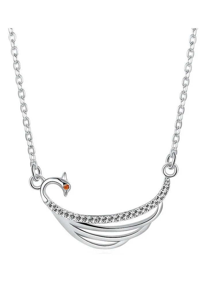 S925 Sterling Silver Crystal Studded Pendant Necklace