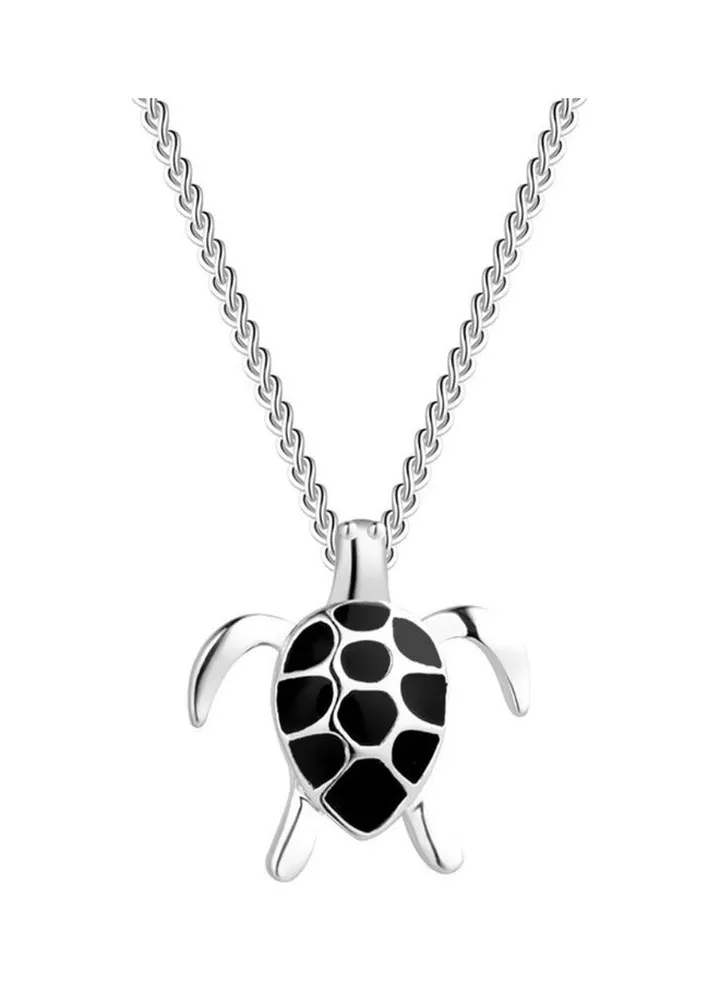 Rhodium Plated Ziron Studded Pendant Necklace