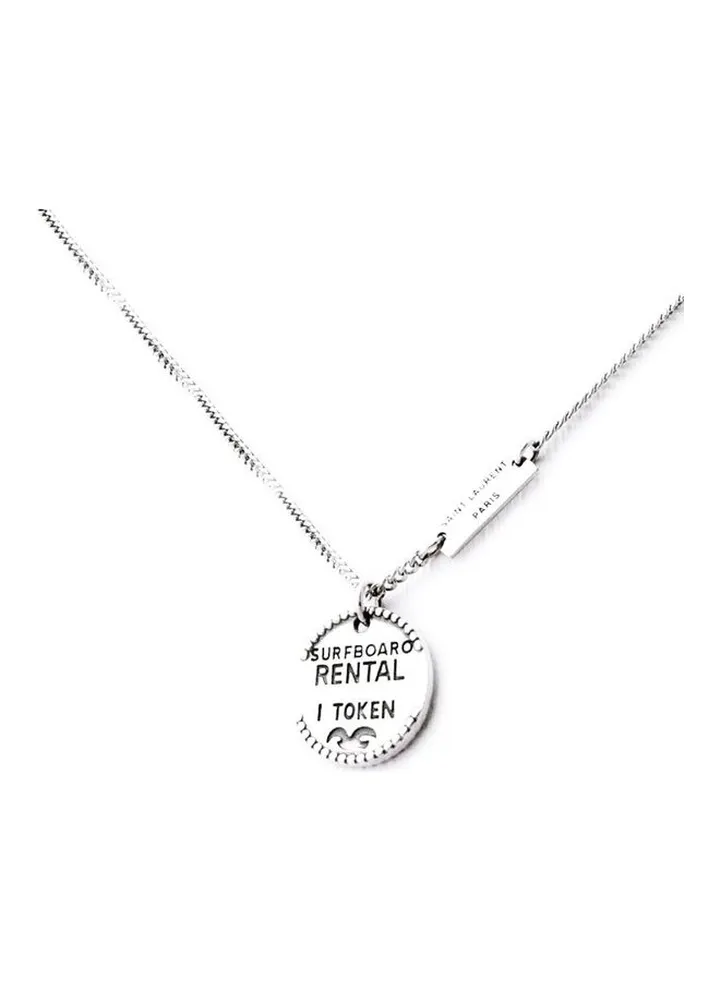 Rhodium Plated Ziron Studded Pendant Necklace
