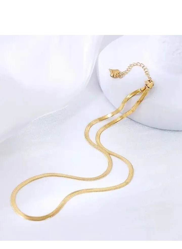 Fixed gold stainless steel chain, length 45cm + 5cm extension