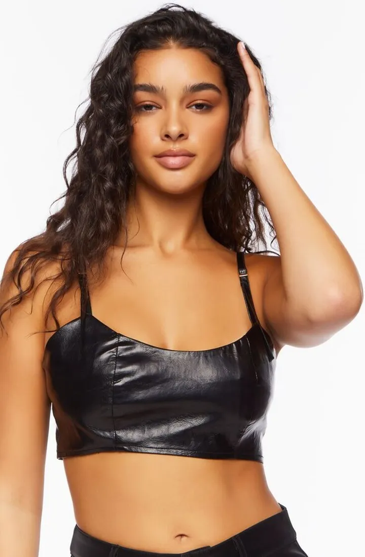 Faux Leather Cropped Cami
