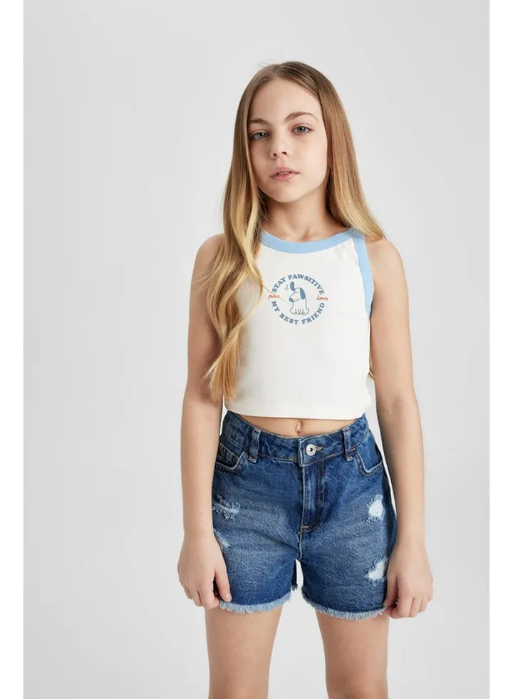 Girl Slim Fit Sleeveless Knitted Top