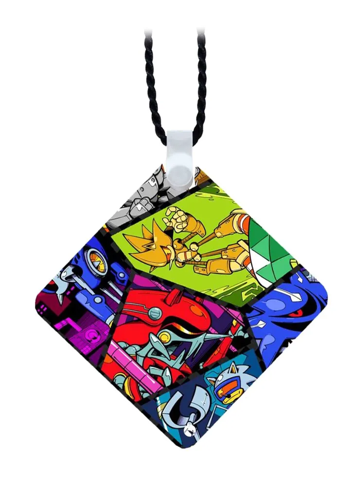 Cartoon Printed Metal Pendant Necklace