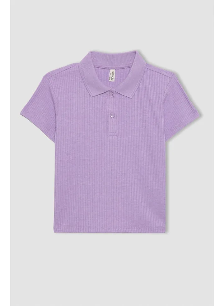 Girl Slim Fit Polo Neck Knitted Short Sleeve Polo T-Shirt