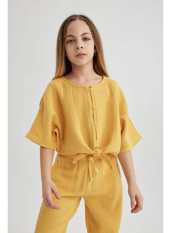 Girl Woven Short Sleeve Blouse
