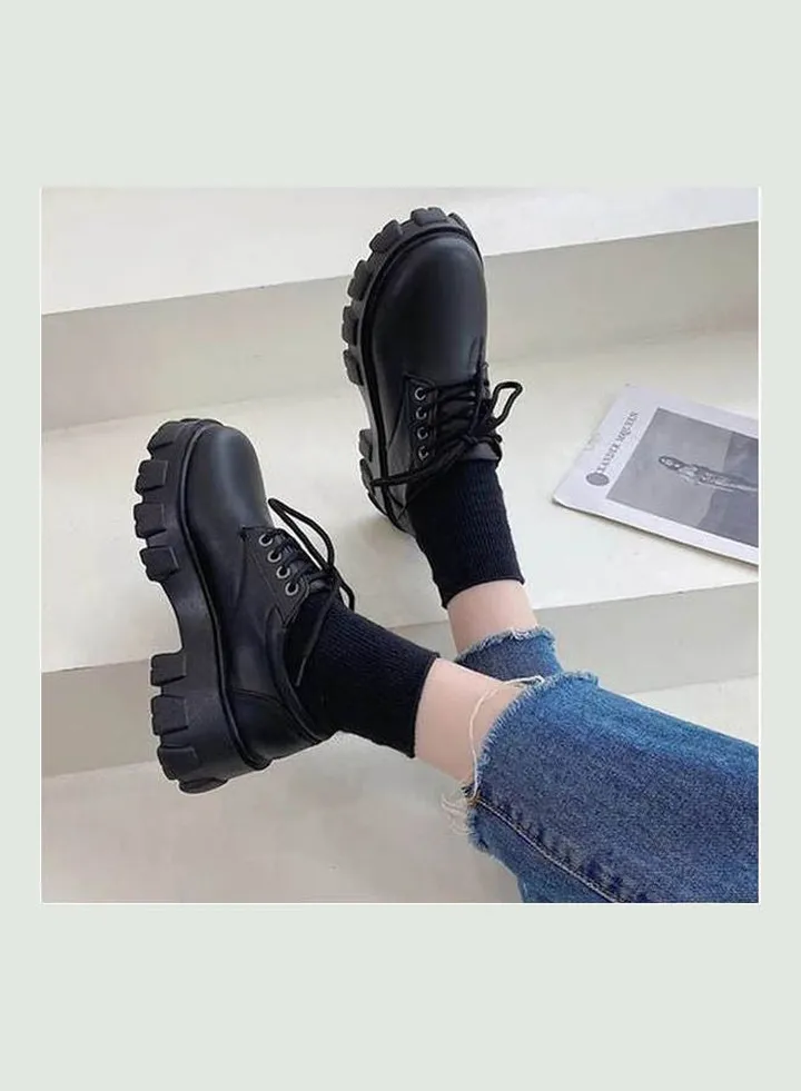 Lace-Up Ankle Boots Black