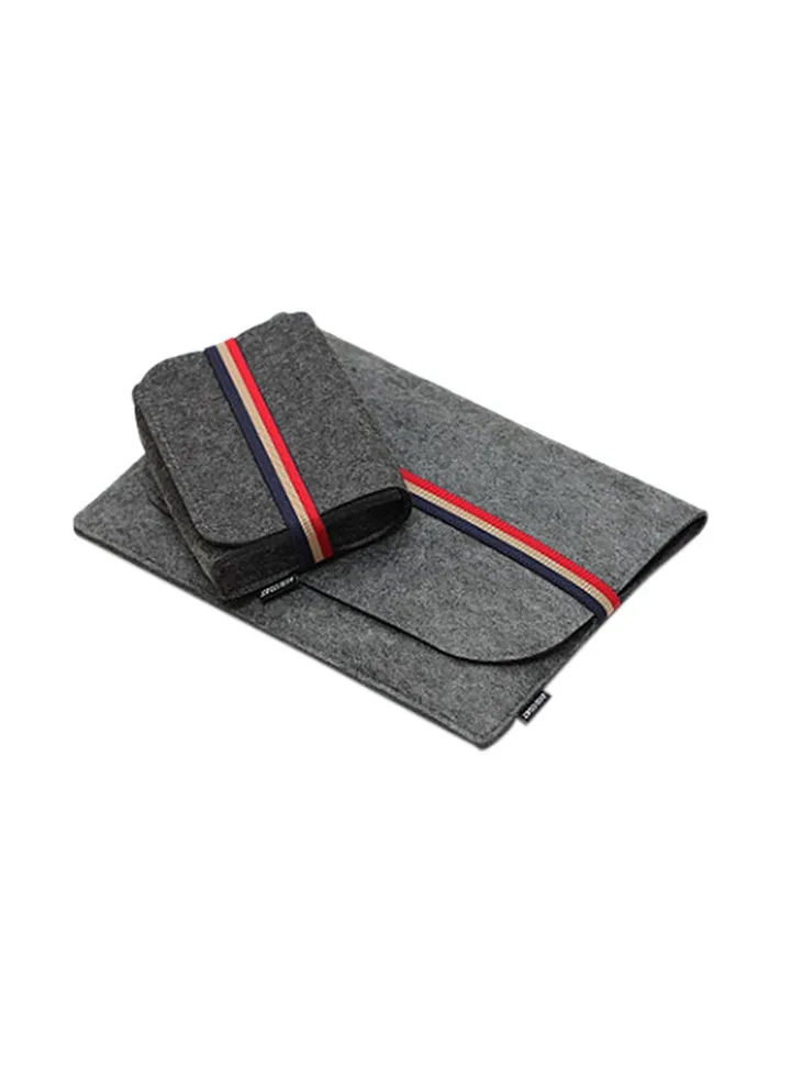 Sleeve Case And Power Pack Bag For Apple Macbook Air Pro Grey