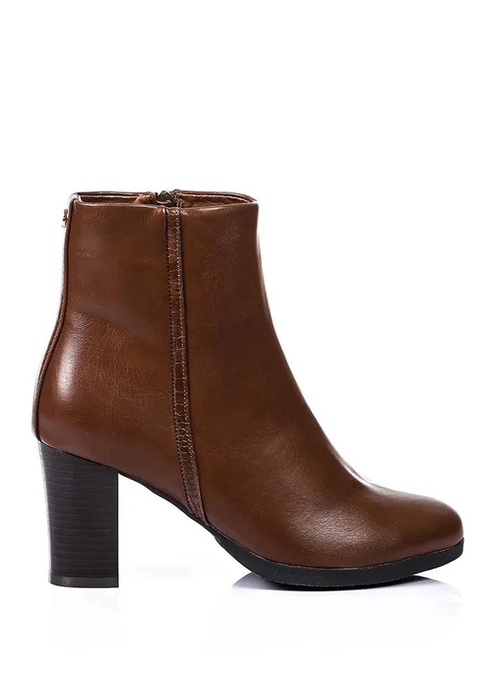 Women's high block heeled pointed toe ankle boots