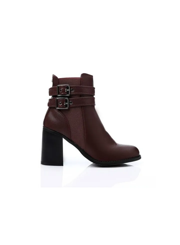 Women's double buckled strap half boots