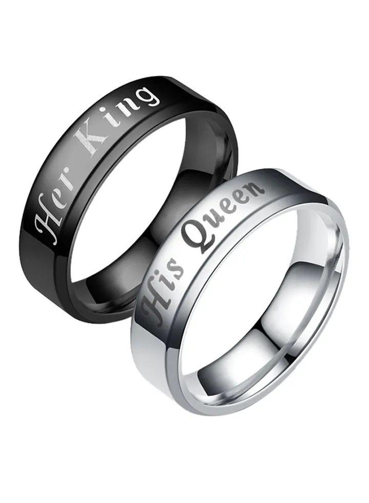Stainless Steel Her King And His Queen Couple Ring