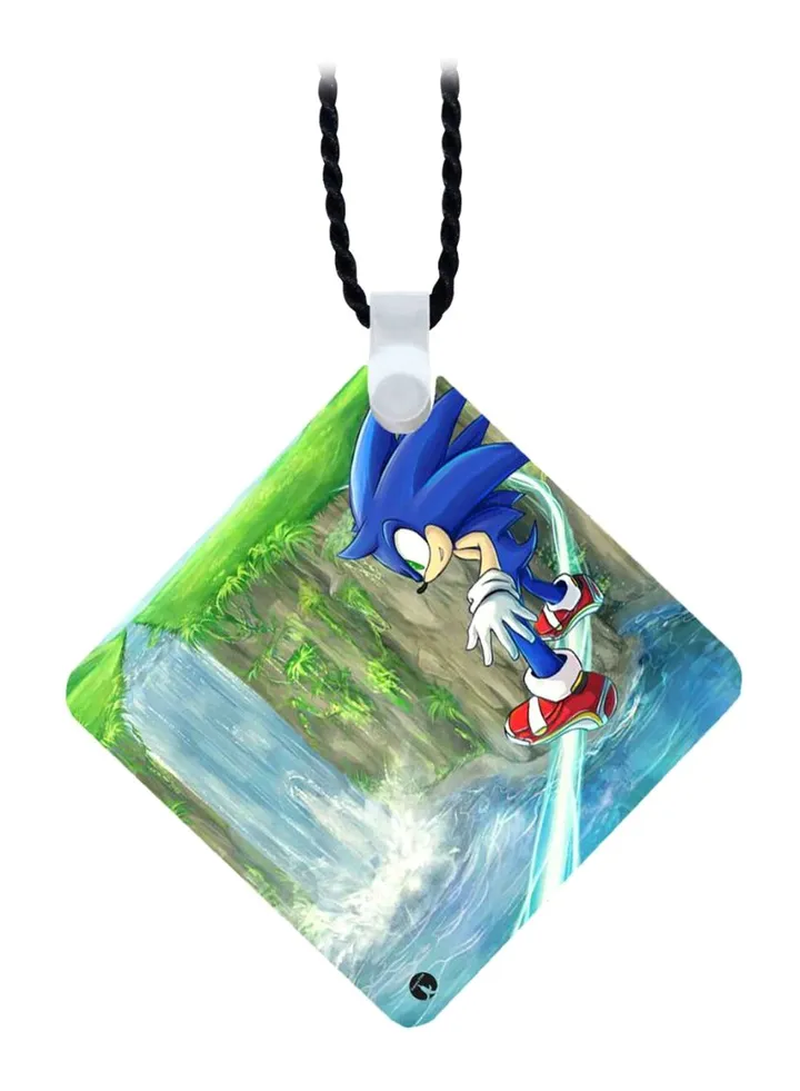 Wooden Sonic Printed Necklace Pendant