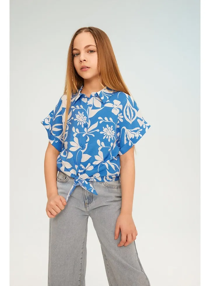 Girl Cropped Fit Woven Short Sleeve Shirt
