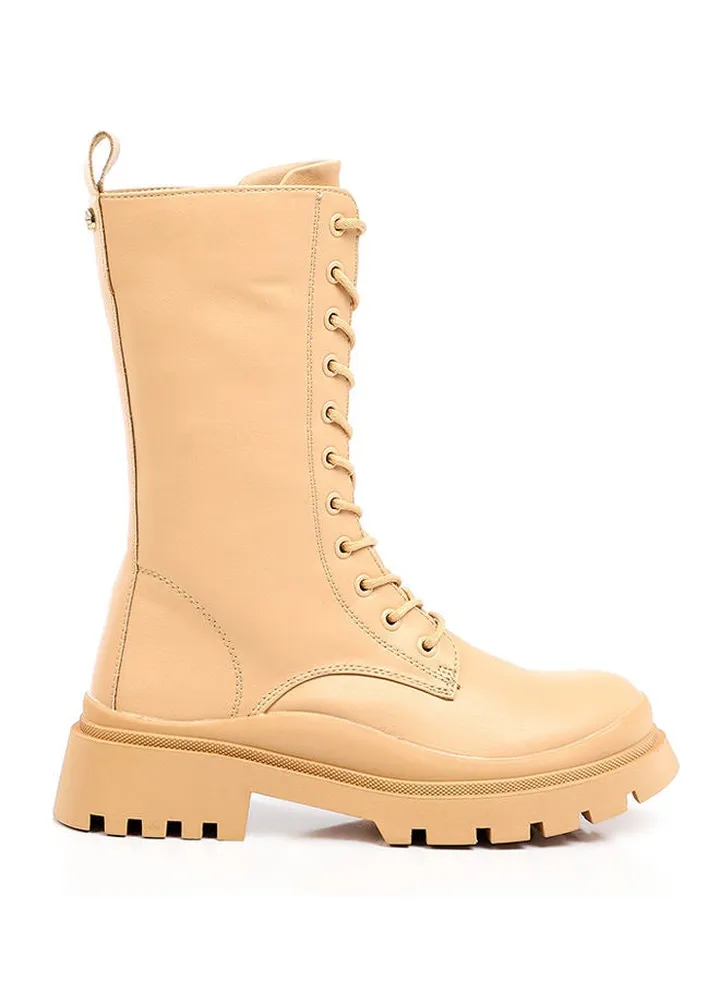 calf strapped combat styled half boots