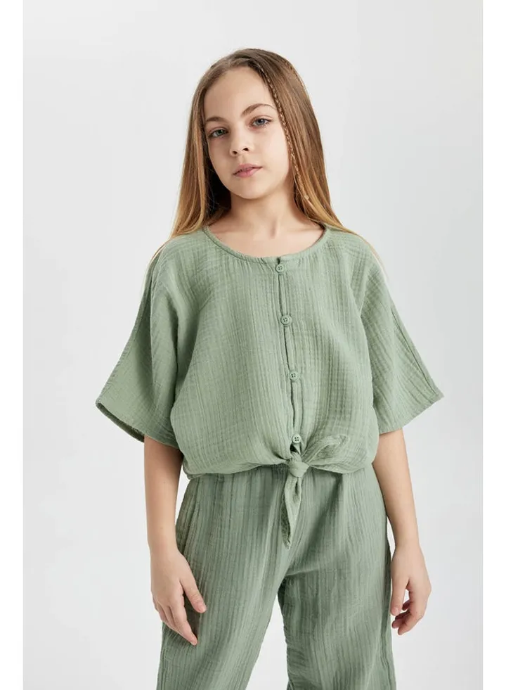 Girl Woven Short Sleeve Blouse