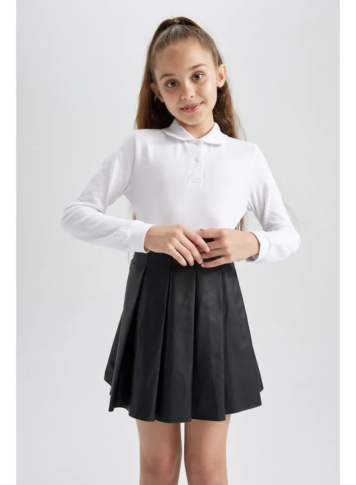 Girl Knitted Regular Fit Polo Neck Long Sleeve Polo T-Shirt