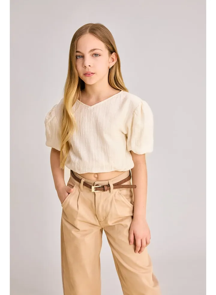 Girl Woven Short Sleeve Blouse