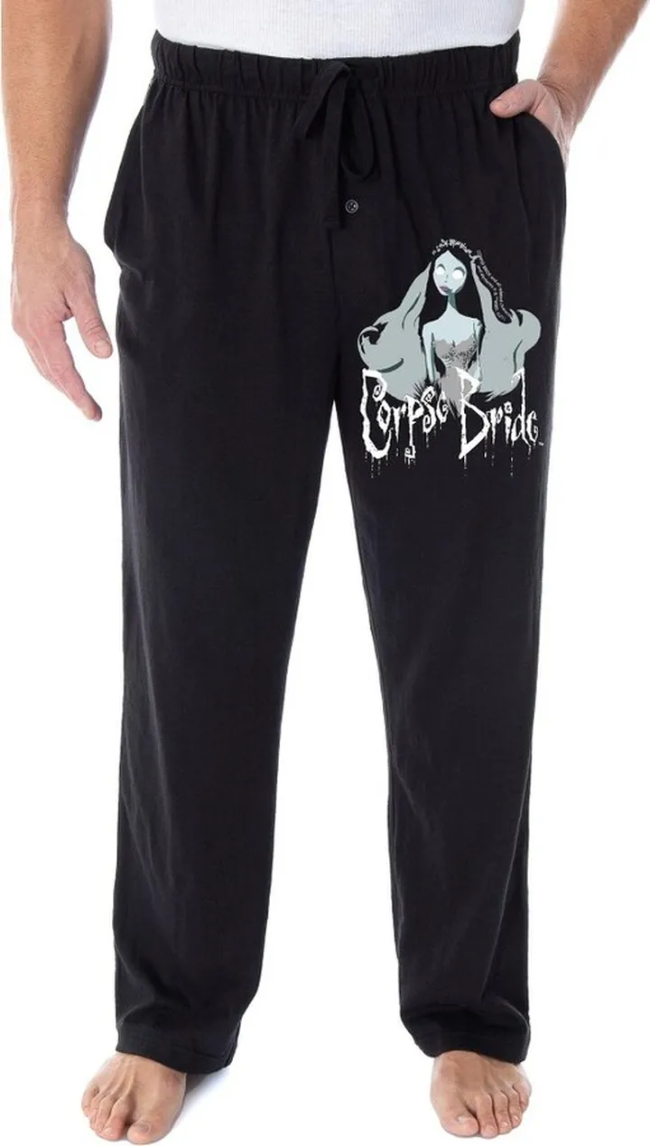 Tim Burton's Corpse Bride Men's Emily Character Loungewear Pajama Pants (MD) Black