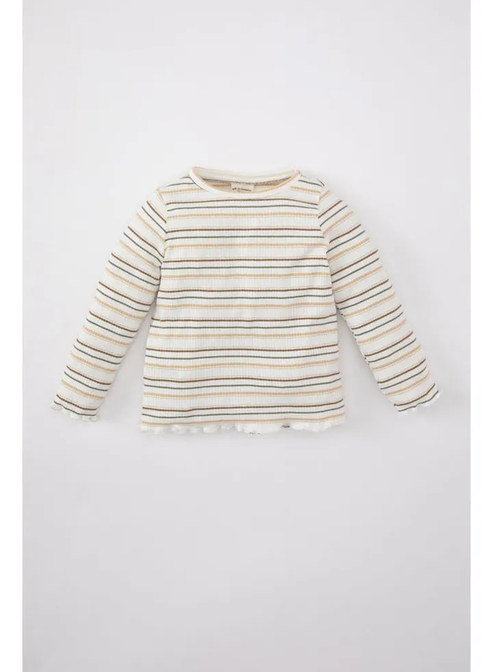 Babygirl Regular Fit Bike Neck Knitted Long Sleeve T-Shirt