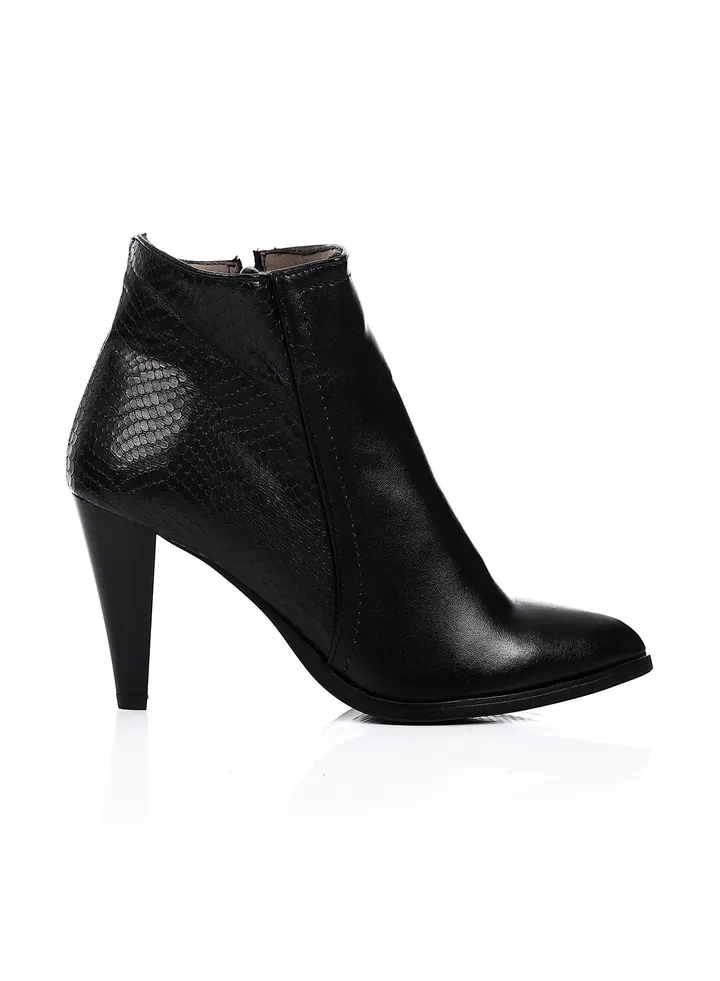 High Heels Simple Ankle Boot - Black