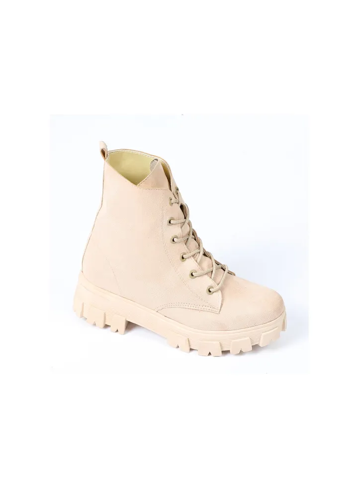 Lace-Up Ankle Boots Pink