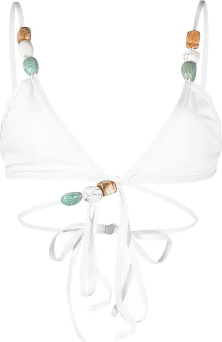 White Crystal Detailed Bikini Top
