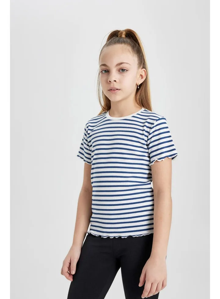 Girl Slim Fit Knitted Short Sleeve Body