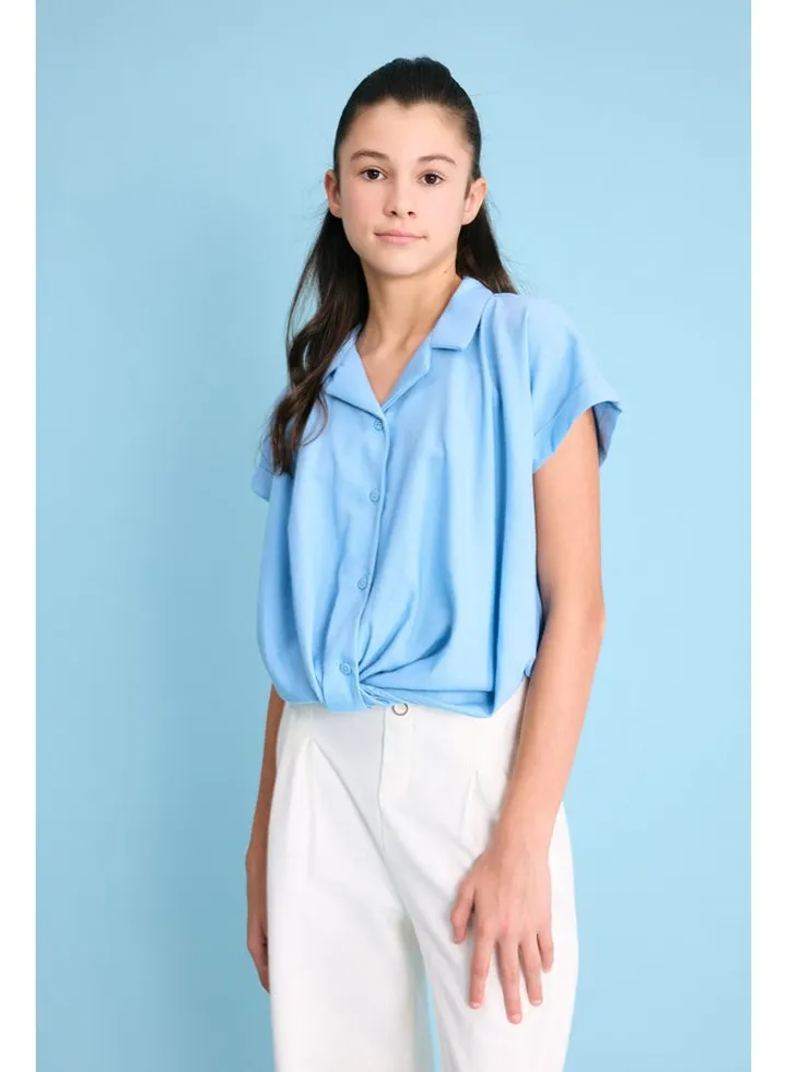 Girl Cropped Fit Woven Short Sleeve Shirt