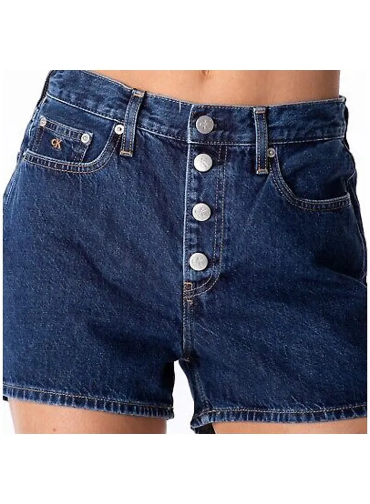 High Rise Denim Shorts Dark Blue